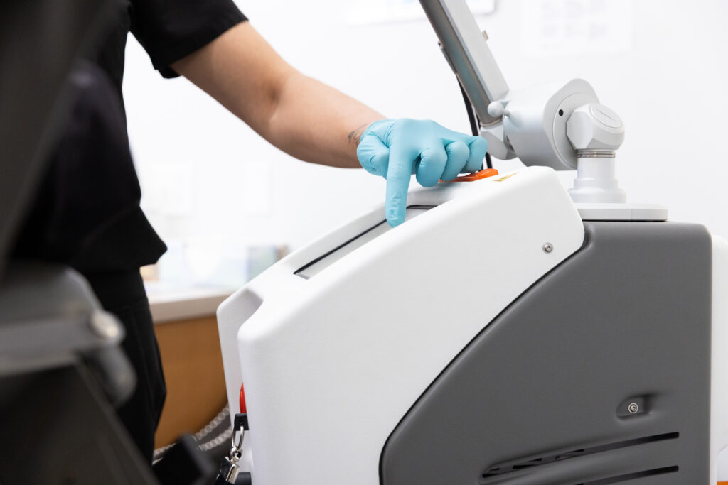 A provider at Medical Spa NP prepares the CoolPeel device for CO2 laser skin resurfacing in Lancaster.